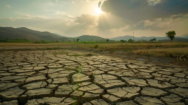 Agrarian society facing the challenges of drought with parched fields worried faces and innovative irrigation solutions being implemented to save their crops and ensure their survival