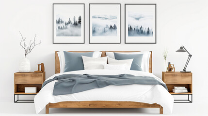 Modern bedroom with contemporary interior design and artistic wall decor features