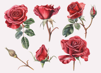 Fototapeta premium Watercolor Cottage Core Roses