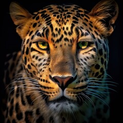Obraz premium Close-up Portrait of a Majestic Leopard