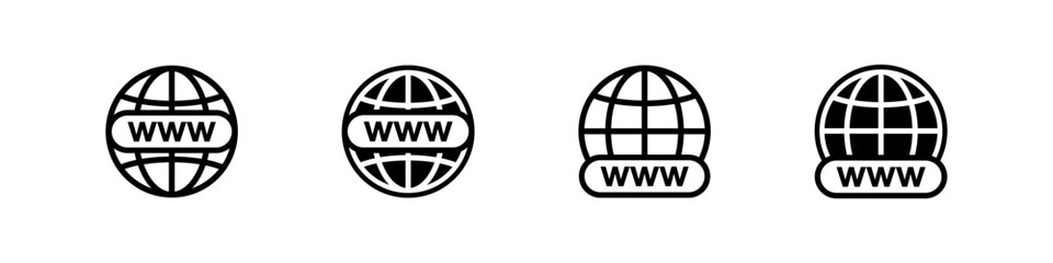 Internet icon. Web www sign. Website vector icon. Visit url page symbol isolated on white background.