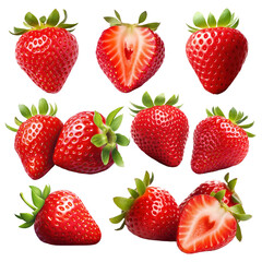 PNG strawberry design element set, transparent background