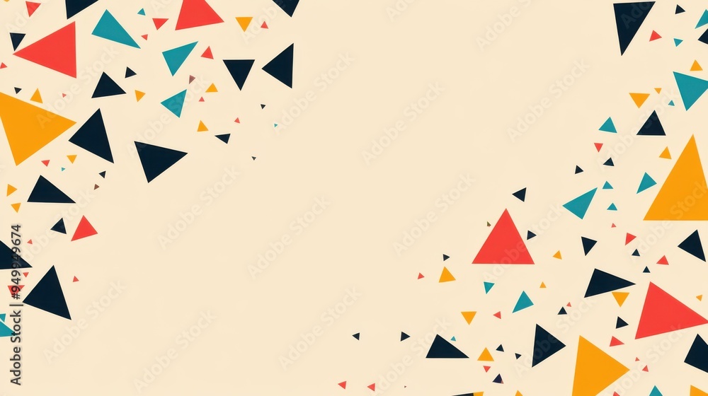 Aufkleber a vibrant background featuring colorful triangles on a cream canvas, perfect for design projects or 
