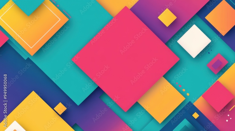 Aufkleber a vibrant abstract design featuring colorful squares and rectangles layered over a smooth gradient b