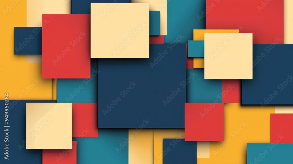 Aufkleber a vibrant arrangement of colorful geometric squares overlapping each other, creating a modern and ar