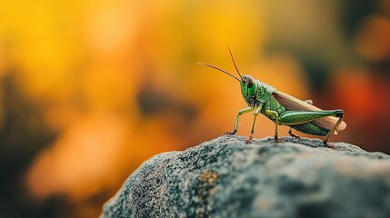 Grasshopper isolated on autumn background