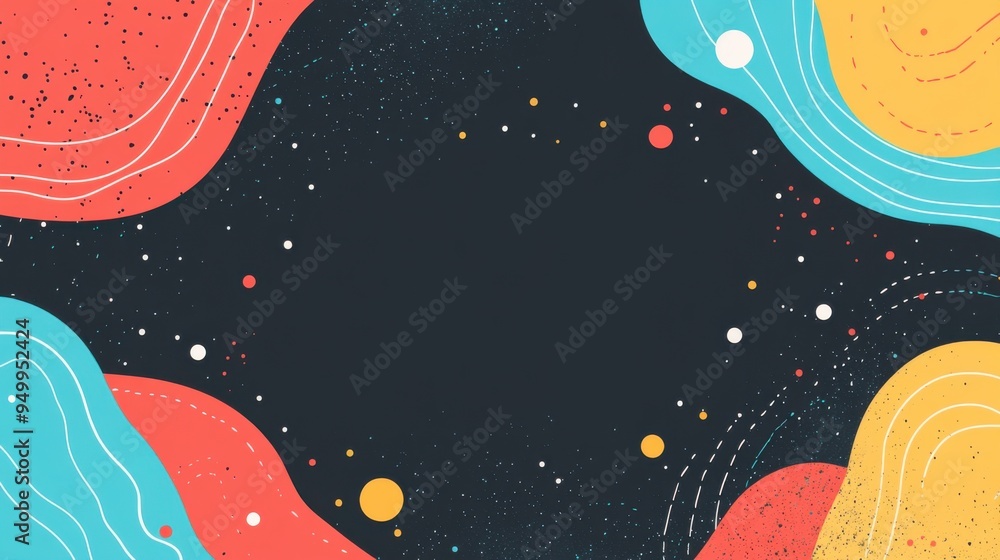 Poster vibrant abstract background with colorful shapes and splashes, perfect for artistic designs and crea