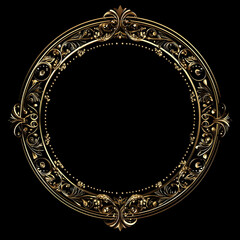 Black background with a striking golden circle border design image 