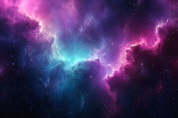 Cosmic Nebula with Swirling Clouds of Pink and Blue