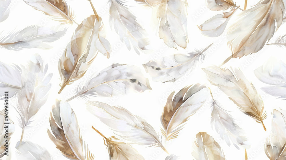 Poster elegant feather pattern on a light background perfect for textiles and wall art. abstract backdrop. 