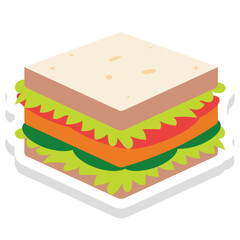 Sandwich sticker vector icon in isolated background 