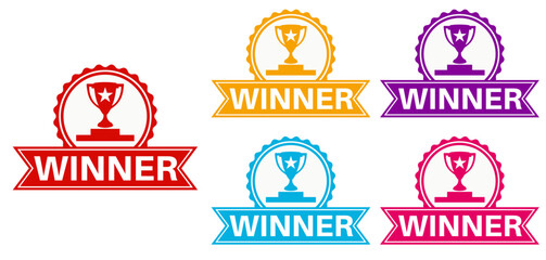Obraz premium set labels winner icon. Trophy symbol sign design vector illustration