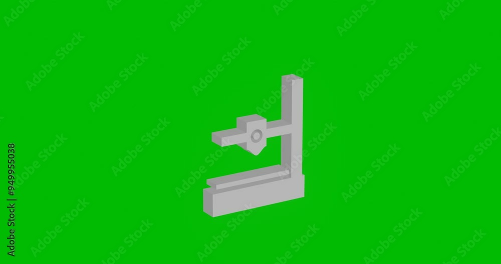 Poster animation of rotation of a white small 3d printer symbol with shadow. simple and complex rotation. s