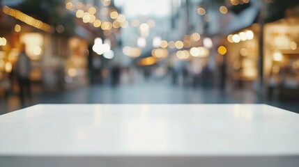 Fototapeta premium Empty Tabletop With Blurred City Street Background