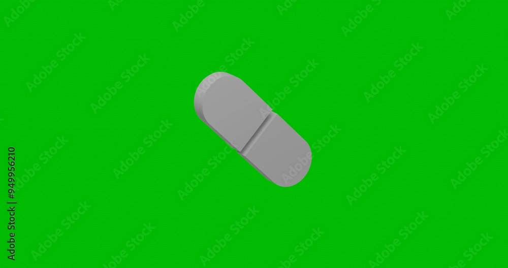Poster animation of rotation of a white medical capsule symbol with shadow. simple and complex rotation. se