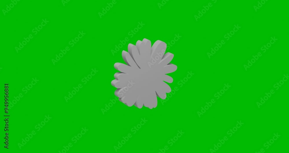 Poster animation of rotation of a white chamomile flower with shadow. simple and complex rotation. seamless