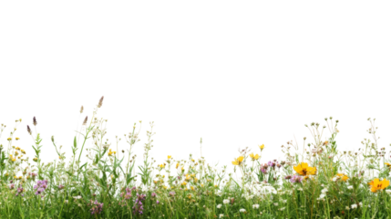 A vibrant meadow filled with colorful wildflowers and lush green grass, perfect for nature lovers and landscape enthusiasts.