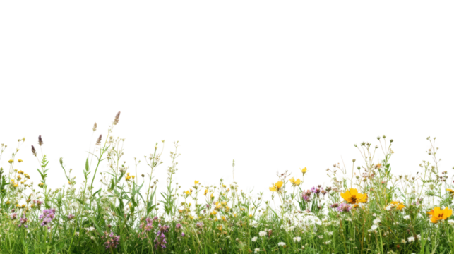 A vibrant meadow filled with colorful wildflowers and lush green grass, perfect for nature lovers and landscape enthusiasts.