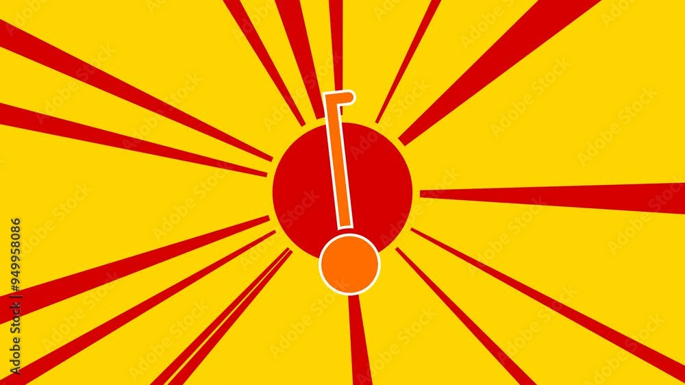 Poster gyroscooter on the background of animation from moving rays of the sun. large orange symbol increase