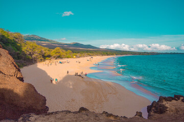 View of the Big beach of Makena state park on Maui, Hawaii in Summer 2024