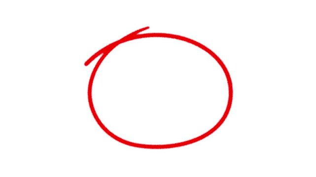 Oval frame brush animation, round selection, circle brush drawing animation. Irregular circle brush drawing. Red color line.