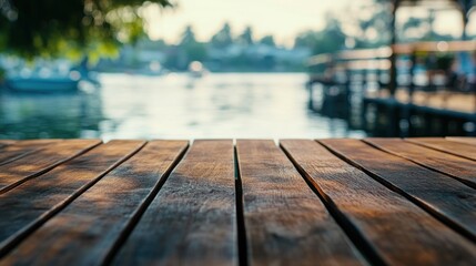 Wooden Deck Overlooking Tranquil Lake