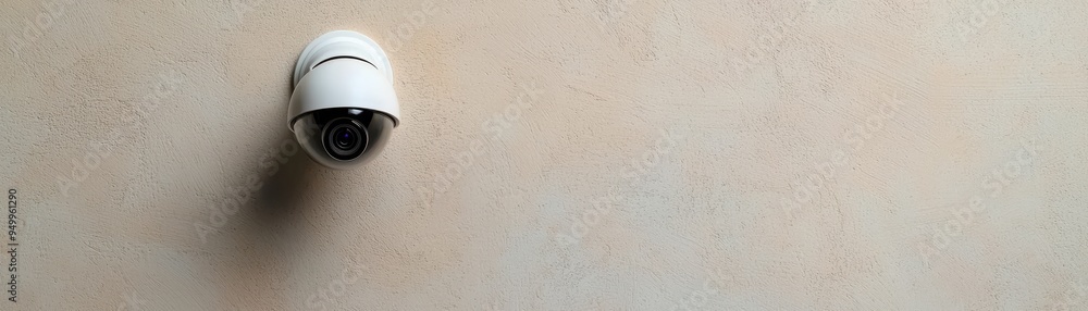 Poster surveillance camera mounted on a plain wall, offering security and monitoring for various environmen
