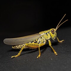 Grasshopper isolated on metal background