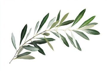 Fototapeta premium Branch of a olive tree with leaves isolated on white background