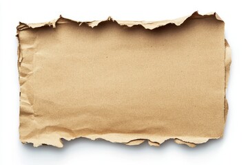 Brown Cardboard paper piece isolated on white background