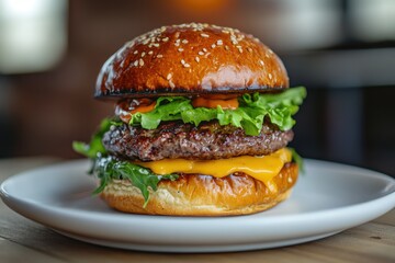 Close Up of a Juicy Cheeseburger