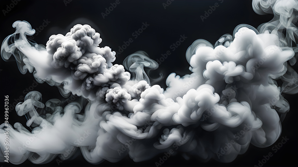 Poster clouds of smoke on a dark background. 3d rendering.