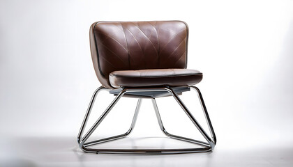 Vintage brown leather armchair isolated on a white background with a retro design, perfect for...