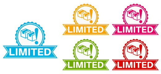 set colourful trendy limited icon sign. Limited offer label design template vector illustration