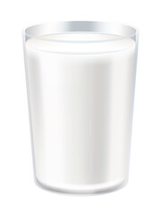 Glass of milk. Protein rich dairy product. Transparent photo realistic  illustration
