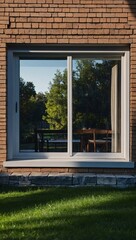 Backyard View Through Modern House Window