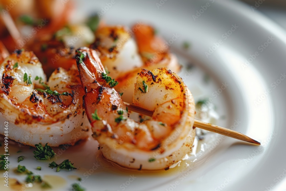 Sticker Grilled Shrimp Skewers with Parsley