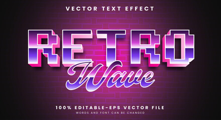 Retro Wave 3d editable text style template