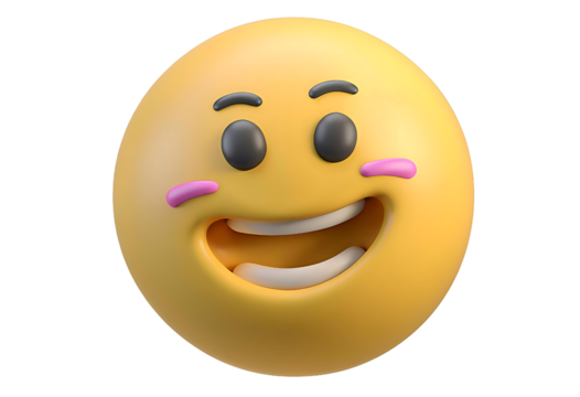 A blushing, grinning emoji perfect for representing joy, love, or a crush. Great for social media, dating apps, and more.