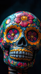 Fototapeta premium Artistic Close-Up of a Colorful Day of the Dead Sugar Skull