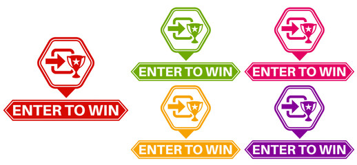 Set collections trendy enter to win colorful icon sign labels design template Vector illustration