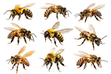 Fototapeta premium PNG bee insect design element set, transparent background