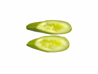 Fresh sliced ​​cucumber isolated on white background. Organic vegetable. Healthy eating concept. Vegan food