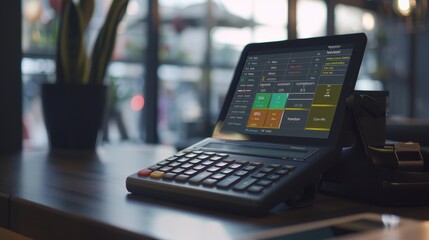 Point of sale system with cash register showing orders for restaurant business