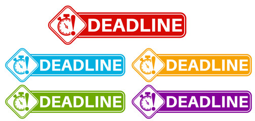 set banner deadline icon sign. time limit symbol label badge sticker template design vector illustration