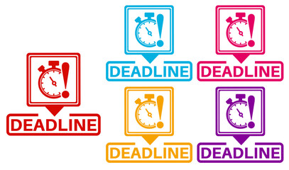 set badge deadline sign. Alert time announcement symbol template design vector illustration