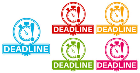 set badge deadline sign. Alert time announcement symbol template design vector illustration