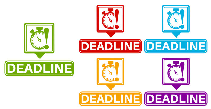 set badge deadline sign. Alert time announcement symbol template design vector illustration