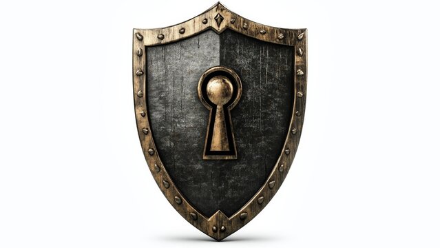 recommend clip art: a shield vector but the interior of the lock is the shape of a person, white background