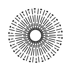 Obraz premium Sunburst firework explosion. Retro hand drawn sparkle. Bursting or light rays, linear drawing. Vector trendy hand drawn retro isolated design element